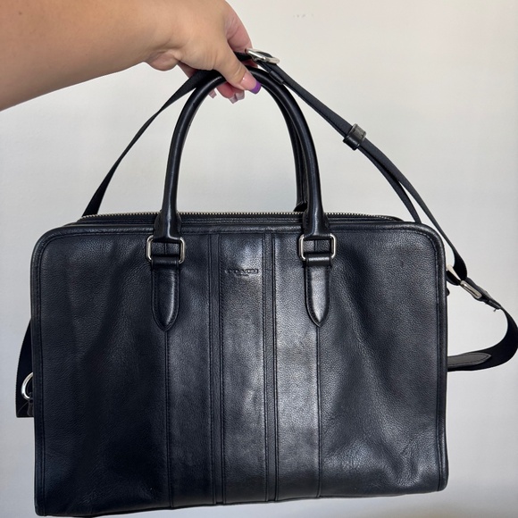 Coach Men's Bond Briefcase Bag in Smooth Black F72309 - Picture 1 of 8